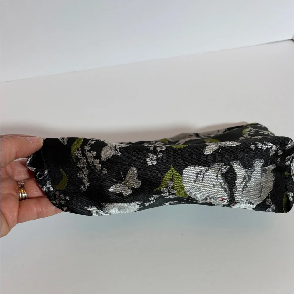 Black Pouch with Rabbit and Butterfly Design